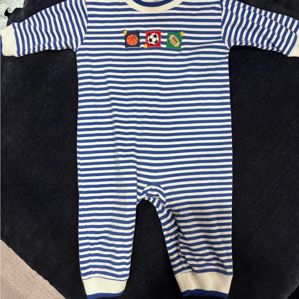 Florence Eiseman Blue and White Striped Bodysuit